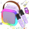 Bezdrôtová Karaoke Súprava pre Deti LED Bluetooth Reproduktor + Mikrofóny