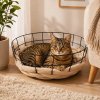 Mačací pelech Cat Bed 38 cm – kovový košík s mäkkou výstelkou (Okrúhly pelech pre mačku na pokojný odpočinok a každodenné leňošenie)