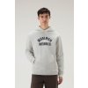 MIKINA WOOLRICH ORGANIC COTTON SCRIPT HOODIE LIGHT GREY MELANGE