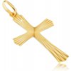 Šperky eshop - Zlatý 14K prívesok - lúčovitý kríž so zvlnenými koncami S2GG07.22