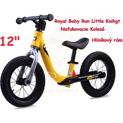 Royal Baby s nafukovacími kolesami RUN Little Knight 12" hliníkový rám žltý