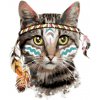 ZUTY Maľovanie podľa čísel - MAČKA S INDIÁNSKOU ČELENKOU Rámovanie: vypnuté plátno na rám, Rozmer: 80x100 cm