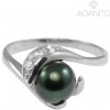 Adanito BRR1233S Zlatý prsteň s čiernou perlou z bieleho zlata