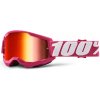Detské motokrosové okuliare 100% Strata 2 Youth Mirror Fletcher ružová, zrkadlové červené plexi