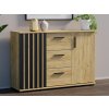 Komoda 120 cm, farba dub craft so zásuvkami a úchytkami