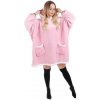 Dámska hrejivá velúrová mikina oversize 2v1 s kapucňou - ružová