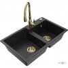 MEXEN/S MEXEN/S - Tomas granitový drez 2-bowl vrátane batérie Savita, čierna/strieborná metalík 6516-73-672601-50