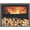 Krbové kachle Panaderm Chopin oceľové čierna 8.9 kW s drevenou priehradkou