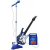 Kruzzel 22409 Detská rocková elektrická gitara na batérie a zosilňovač a mikrofón modrá