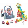 Set didaktické chodítko a kočík s autodráhou Baby Walker 3v1 + Baby Doll Little Smoby s 30 cm bábikou a autíčkami
