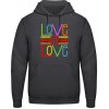 AWDis Hoodie Mikina - Dúhový dizajn - Love is Love - Uhoľná čierna - S - Pánske