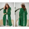 Fashionweek Dámsky dlhý sveter pletený kabát s nápisom LOVE PEACE Farba: Zelená, Veľkosť: Universal