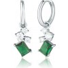 JVD SVLE0837SH2Z100 - Strieborné visiace náušnice krúžky so zelenými zirkónmi
