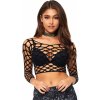 Leg Avenue Net Long Sleeved Crop Top 81567 Black