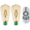EGLO 12256 | E27 5,5W -> 41W Eglo Edison ST64 LED svetelný zdroj filament múdre osvetlenie 500lm 2200K ovládanie hlasom, regulovateľná intenzita svetla, na diaľkové ovládanie, 2 dielna súprava diaľkov