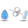MSPERK Strieborné náušnice s modrým opálom v tvare kvapky 7 mm Ag 925/1000: 1,07g