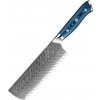IZMAEL Damaškový kuchynský nôž Tukami Nakiri/Modrá 17.1 cm