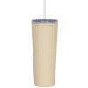 Termo hrnček so slamkou - Vrúbkovaný - Tumbler - 800 ml - rôzne farby Farba: Béžová