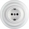| Bohemia-Design - porcelánová retro domová zásuvka s rámčekom SCHUKO 250V/16A biela | K1-R52AG