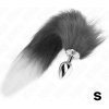Kink - Anal Plug Size S 7 X 3 cm With Synthetic Tail 40 cm Grey and White