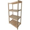 Drevený regál so 4 policami, 133 x 70 x 43 cm