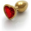 Ouch! Heart Gem Butt Plug Large Gold/Ruby Red