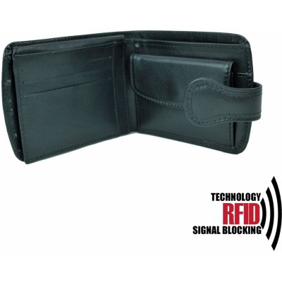 RFID kožená peňaženka v čiernej vybavená blokáciou RFID NFC č.8467 pravá koža čierna