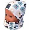 Baby Nellys Dvojvrstvová čiapka + komínček Príšerky, biela/mátová, veľ. 92/98