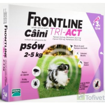 Frontline Tri-Act Spot-On Dog XS 2-5 kg 3 x 0,5 ml