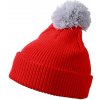 Daiber Zimná čiapka s brmbolcom MB7967 - Tomato / strieborná | uni