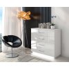 KOMODA MARION STRIEBORNÉ ÚCHYTKY LED BIELA VYSOKÝ LESK 95 cm