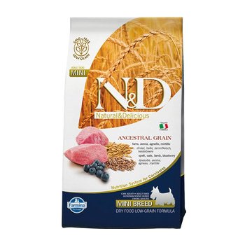 N&D dog Low Grain Adult Mini Lamb, Spelt, Oats & Blueberry 2,5 kg