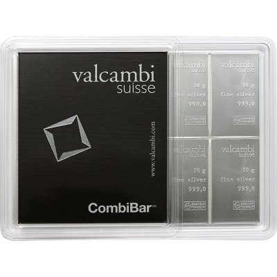 10 x 10g Combi Bar Valcambi SA Švajčiarsko Investičná strieborná tehlička