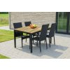 VerDesign, MATIAS záhradná zostava 4P+1, čierna masív,ratan, umelý ratan
