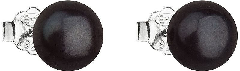 Evolution Group strieborné náušnice kôstky s čiernou riečnou perlou 21042.3