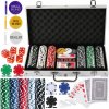Pokerový Set 300 Žetónov Kufor Poker Karty Texas Žetóny Kocky Pevný