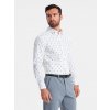 Ombre Men's SLIM FIT patterned cotton shirt - white biela L Ombre 5902228931171