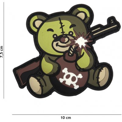 Gumová nášivka 101 Inc Terror Teddy - olivová