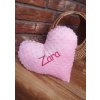 Vankúš minky Srdce s menom Zara Farba výšivky: Tmavosivá