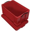 Manutan Plastový úložný box s vekom na klipsu, červený, 64 l