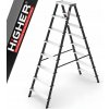 Rebrík oceľový obojstranný skladací HIGHER 2x8 stupňov, nosnosť 150kg