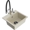 Mexen Milo, granitový drez 435x410x171 mm, 1-komorový a drezová batéria Duo, béžová, 6505-69-671701-07-B