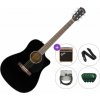 Fender CD-60SCE Black PACK Black Elektroakustická gitara Dreadnought