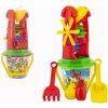 Sada na piesok plast vedierko, mlynček s doplnkami 4 druhy
