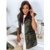Čierna dámska dlhá prešívaná vesta s kapucňou Dstreet TY2826 Farba: Zelená, Veľkosť: S