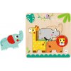 Tooky Toy Montessori drevené puzzle Viacvrstvové dosky Lesné zvieratá 7 el.