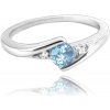 MINET Elegantný strieborný prsteň s modrým zirkónom veľ. 63