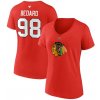 Fanatics Dámske tričko Connor Bedard #98 Chicago Blackhawks Draft 2023 Stack Logo Name & Number V Neck Red
