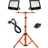 MasterLED osvetlovací set – stojan 1,6 m + 2× 100W reflektor Tiga + IP68 krabica + napájací kábel