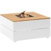 Stůl s plynovým ohništěm COSI Cosipure 100 bílý rám / deska teak